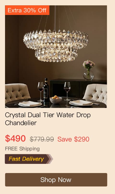 Crystal Dual Tier Water Drop Chandelier