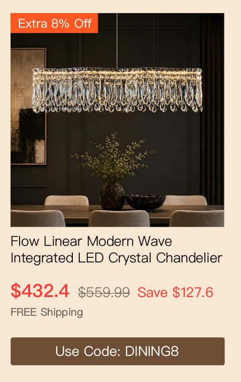 Flow Linear Modern Wave Integrated LED K9 Crystal Dining Chandelier