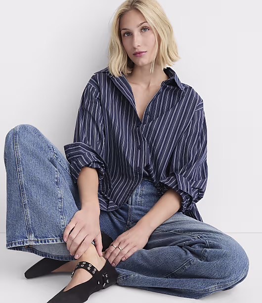 Striped Poplin Everyday Oversized Shirt