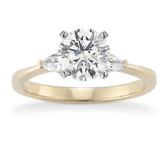 Image of Diamond Leaf Engagement Ring (1/5 tcw Accents)