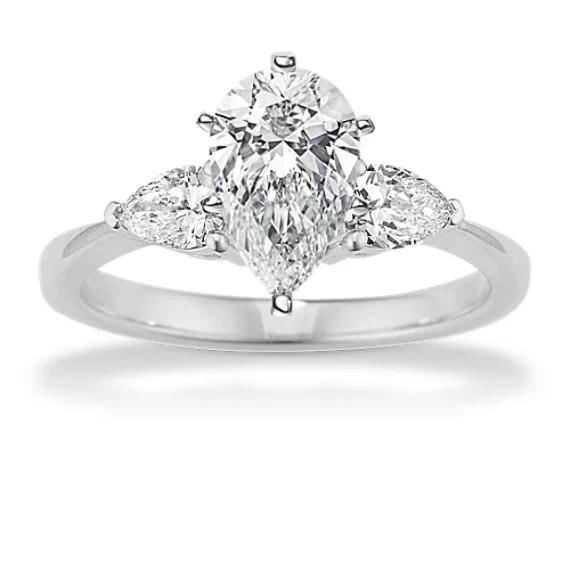 Image of Diamond Leaf Engagement Ring (1/2 tcw Accents)