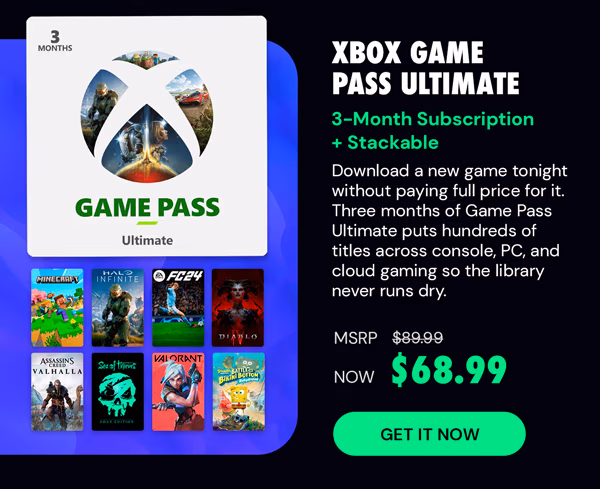 Xbox Game Pass Ultimate: 3-Month Subscription - USA - Digital Code - Stackable - Final Sale