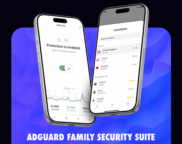 AdGuard VPN + Ad Blocker Family Security Suite