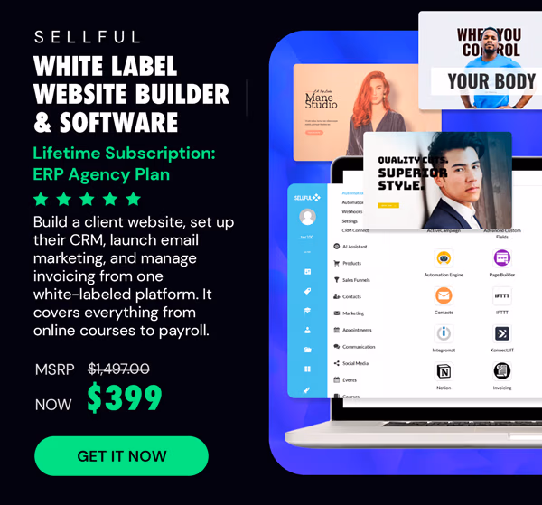 Sellful - White Label Website Builder & Software: ERP Agency Plan (Lifetime)