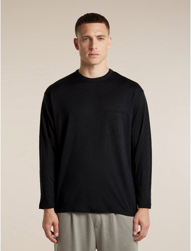 Unisex Merino 150 Long Sleeve Tee Stripe - Black / L