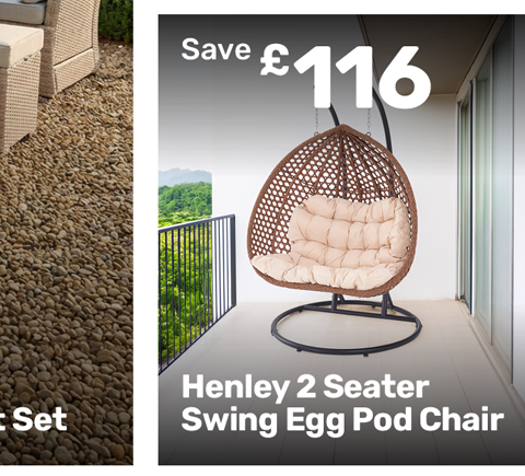 Henley 2 Seater Rattan Cream Swing Egg Pod Chair. Save £116