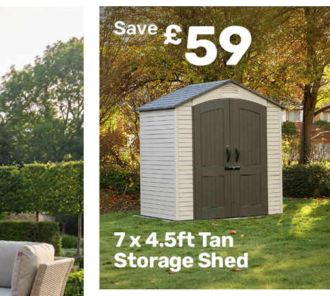 7 x 4.5ft Tan Storage Shed. Save £59