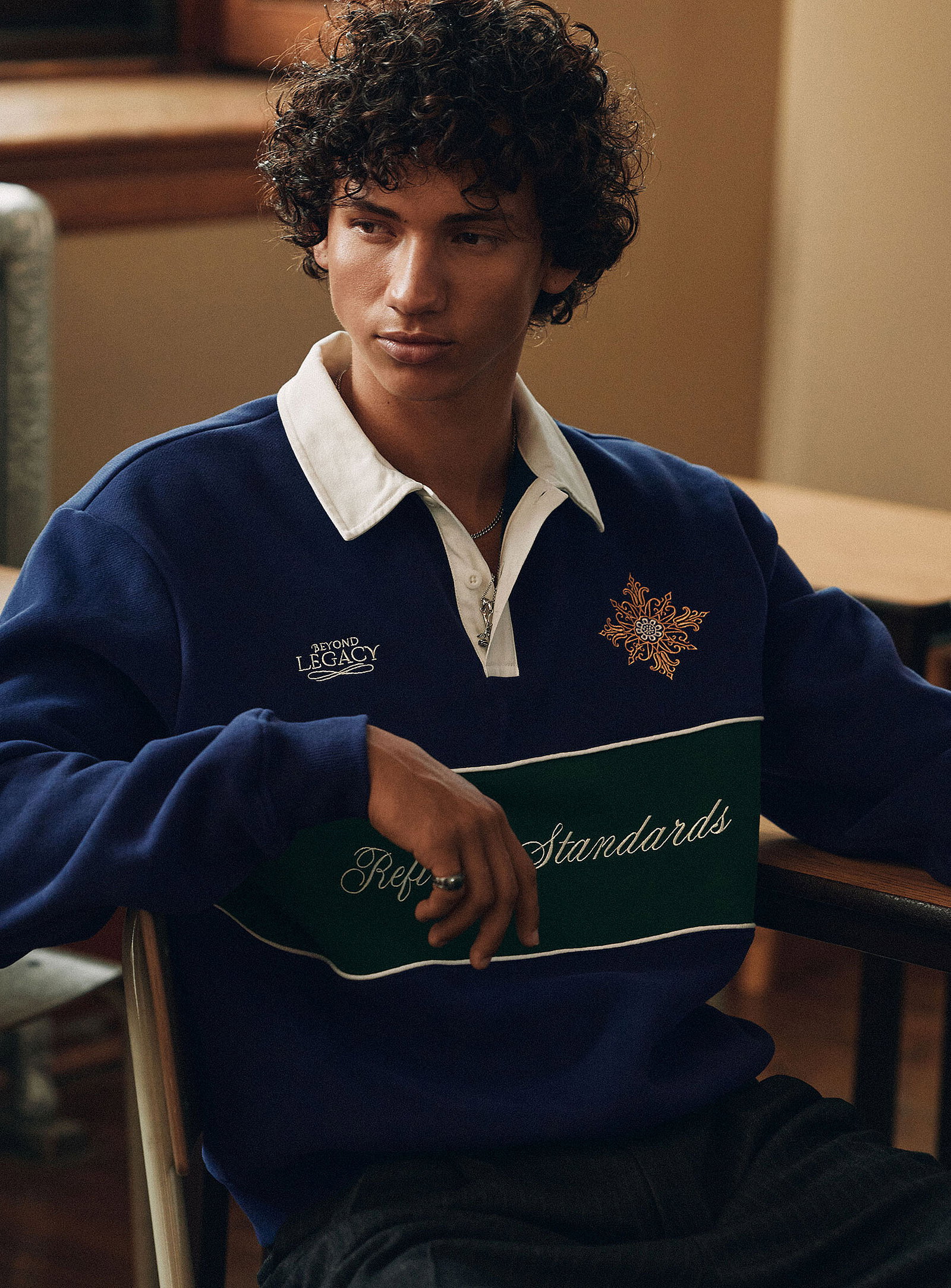 Peachskin rugby polo sweatshirt