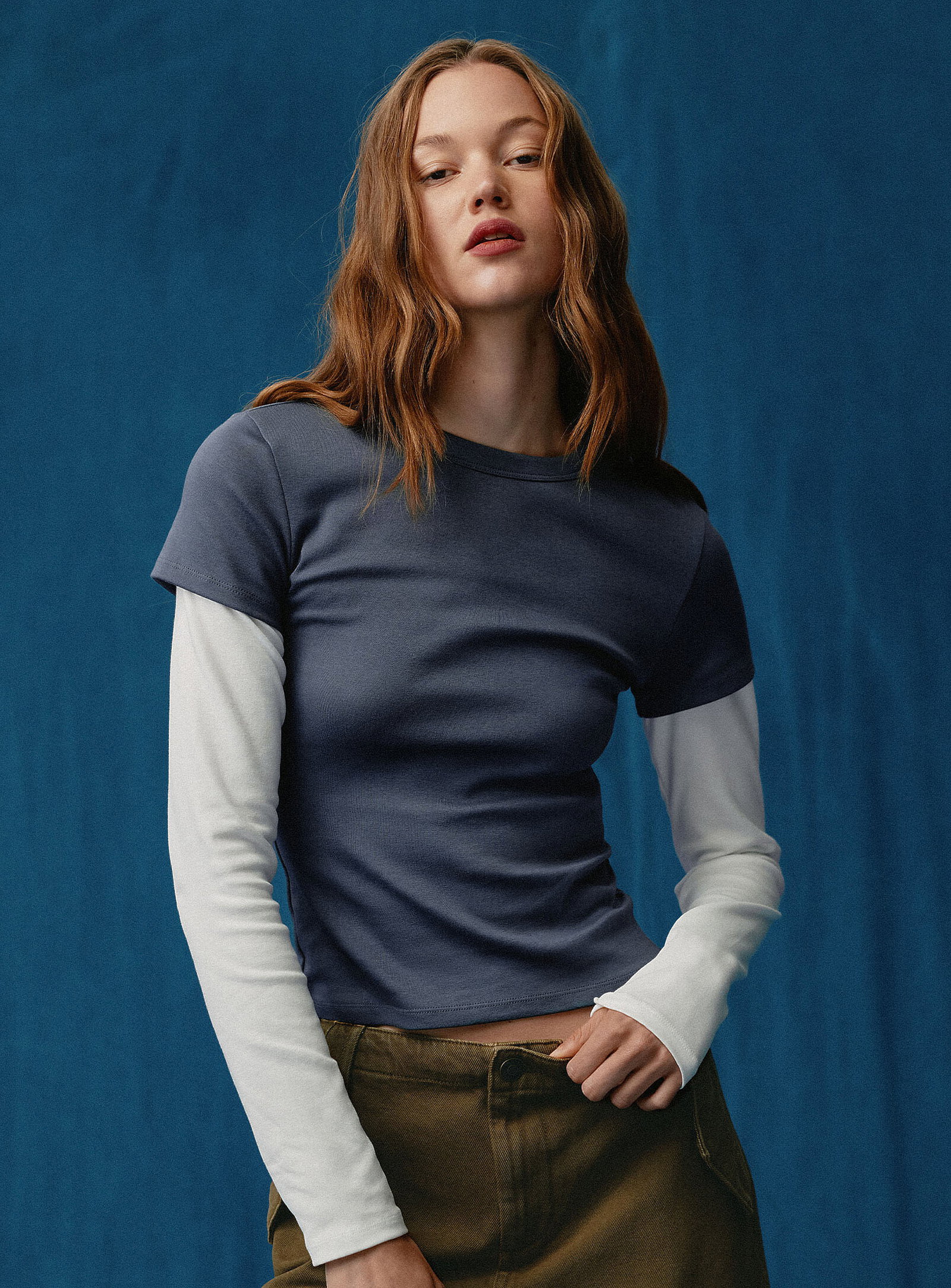Layered-look T-shirt<br><b>Super slim fit</b>