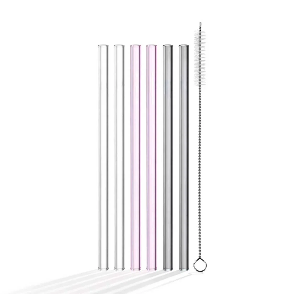 Image of Glastrinkhalme SANO 18 cm 6er-Set + Reinigungsbürste