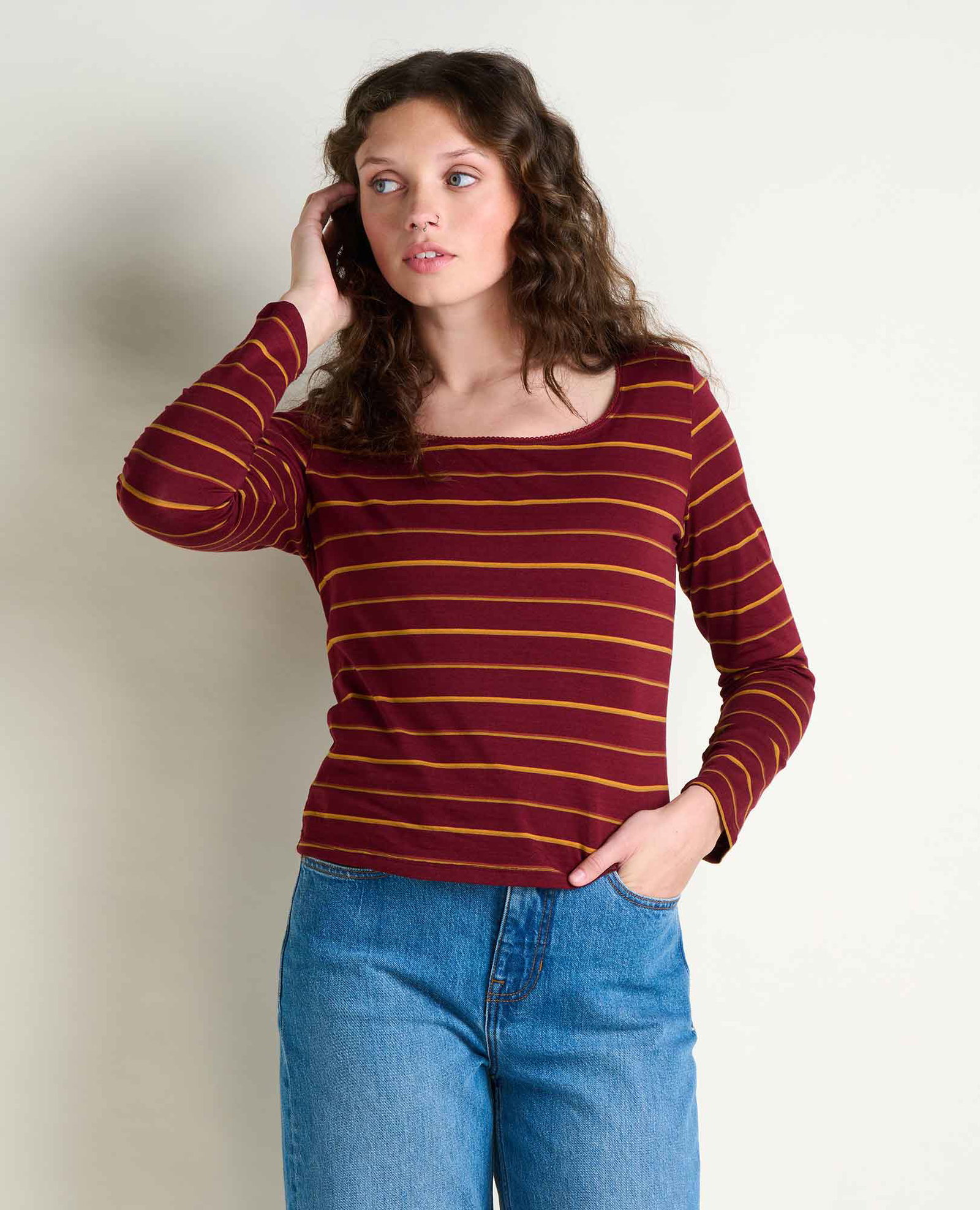 Image of Rosalie Long Sleeve Square Neck Tee
