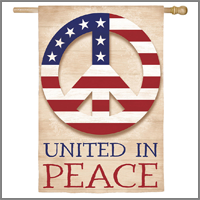 United in Peace Burlap House Flag