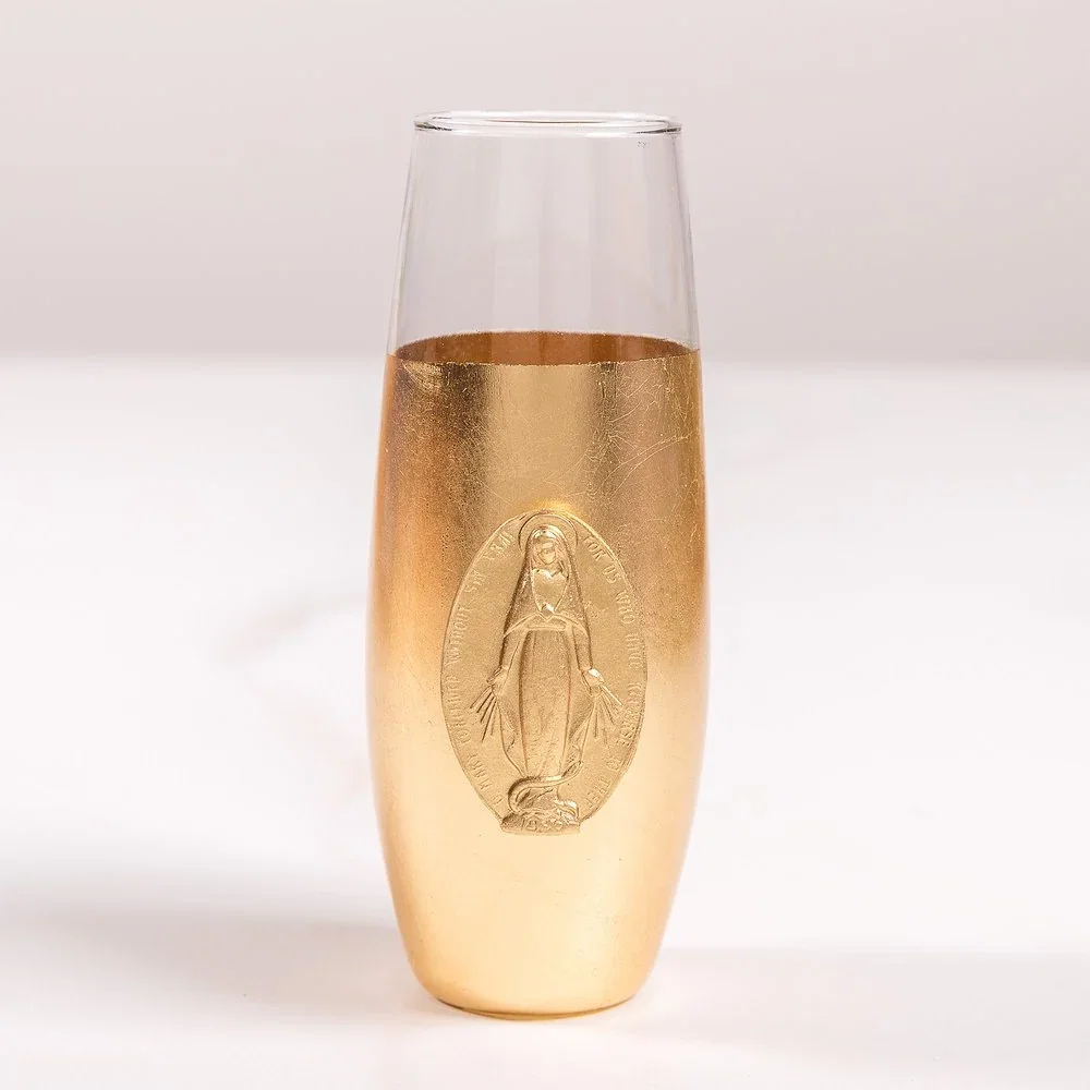 Gilded Miraculous Medal Bud Vase - 7
