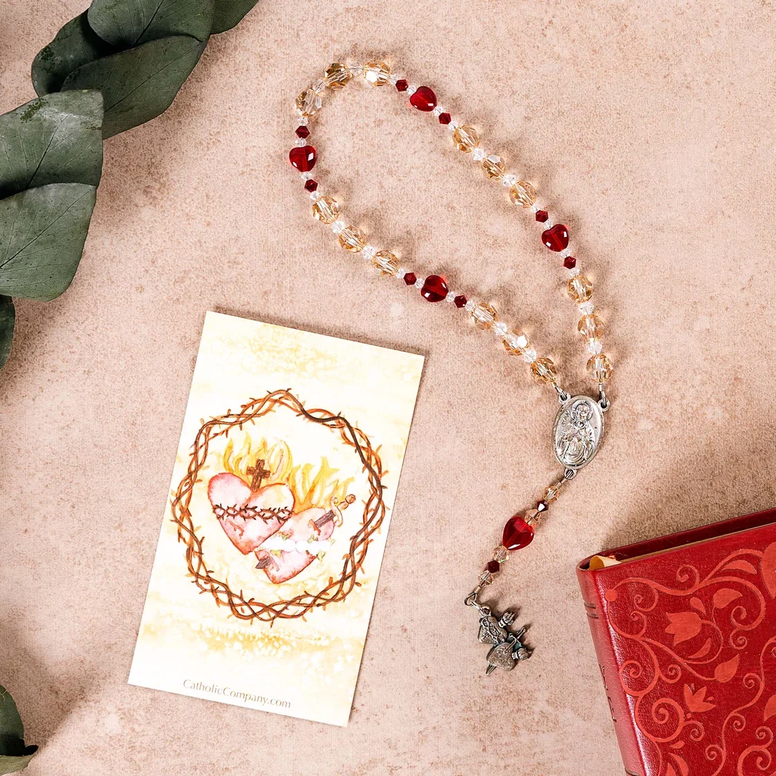 Swarovski Crystal Sacred & Immaculate Heart Chaplet