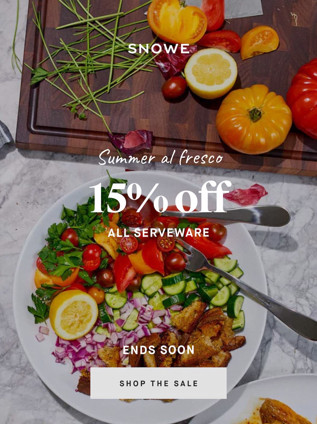 Summer al fresco 15% off ALL SERVEWARE SHOP THE SALE