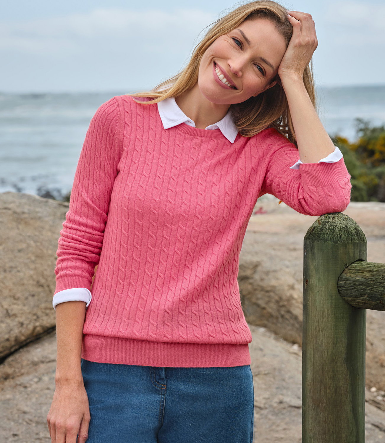 Pull torsadé à col rond - Femme - Cachemire & Mérinos
