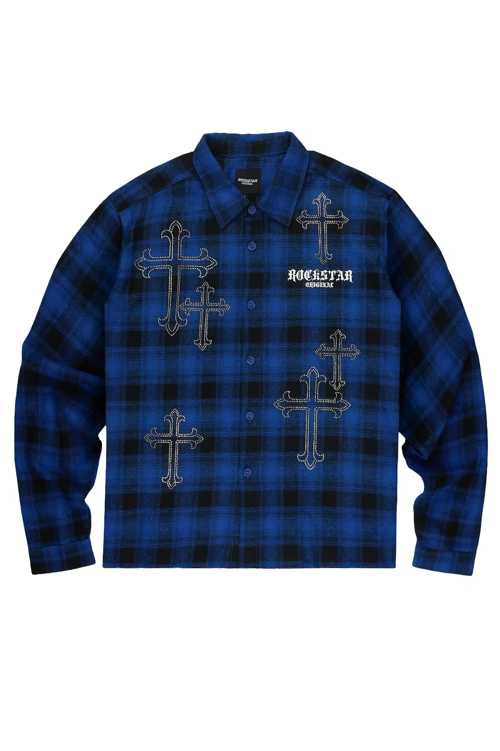 Image of Poldi Royal Rhinestone Flannel Long Sleeve Shirt
