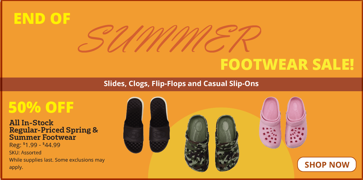 50% off spring/summer footwear