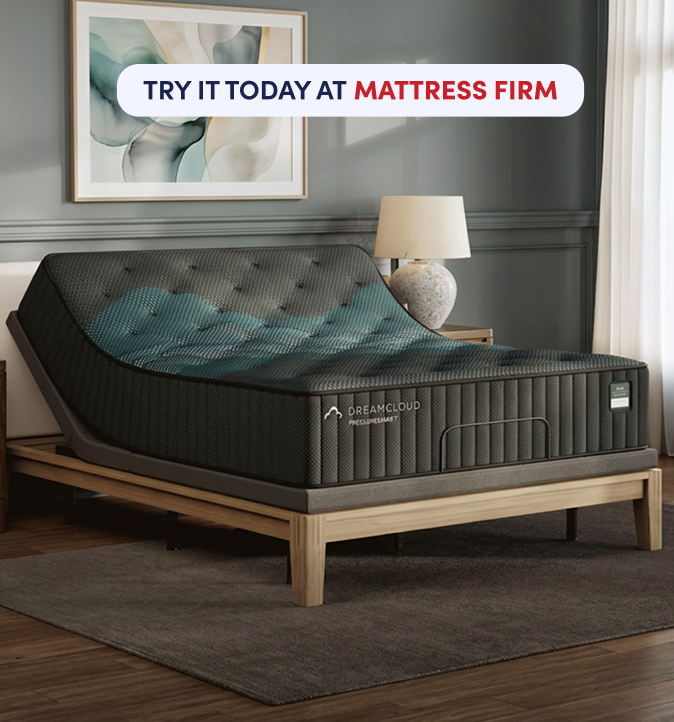 Shop the Dreamcloud Pressuresmart and save up to $650 on select mattresses + free adjustable base.