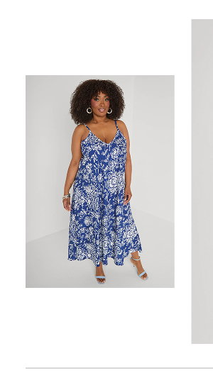 Floral V Neck Midaxi Dress