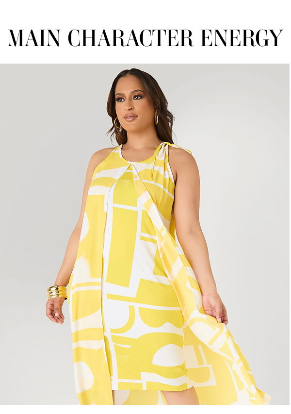 Cape Effect Abstract Midaxi Dress