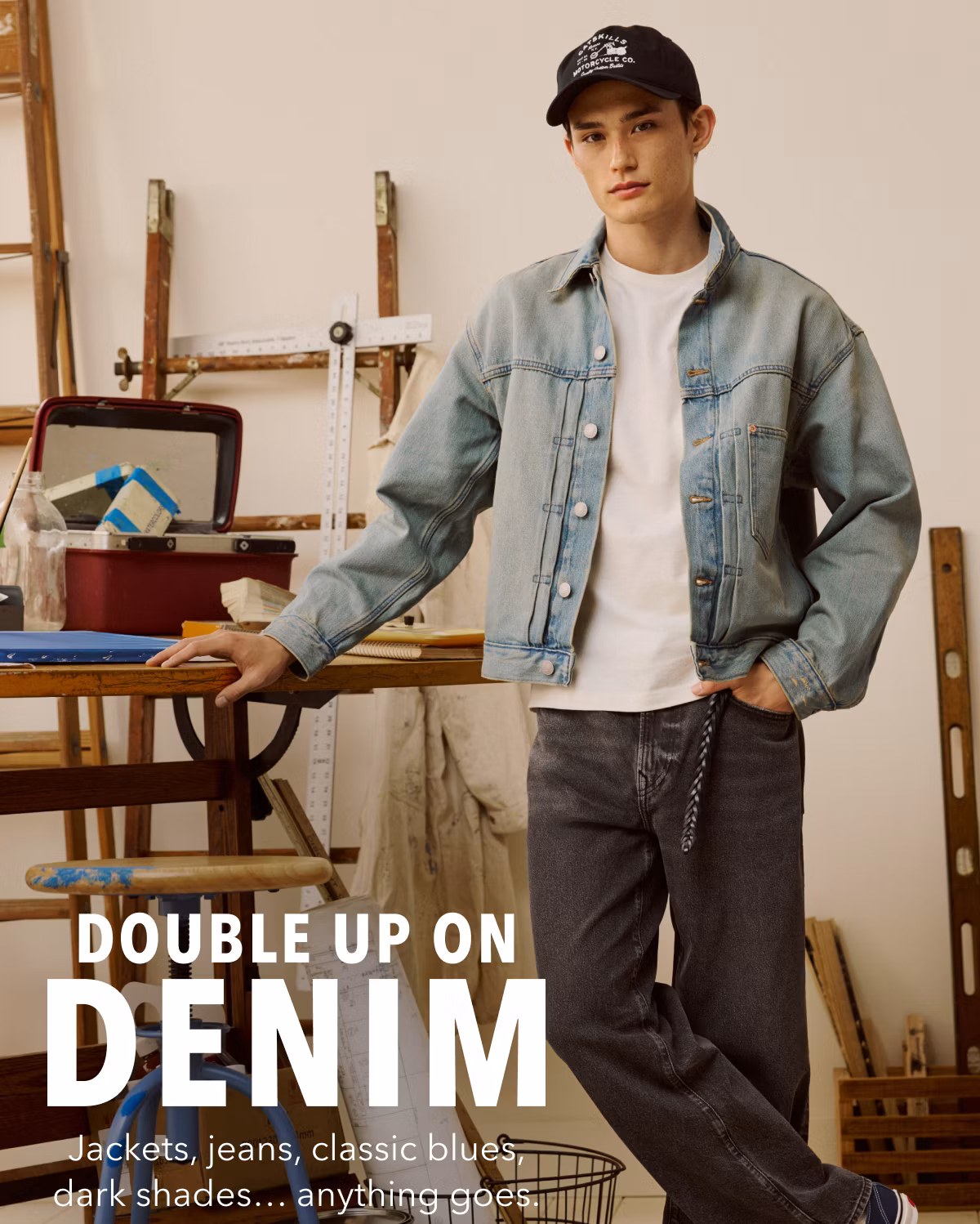 Double Up On Denim | Jackets, jeans, classic blues, dark shades… anything goes. 