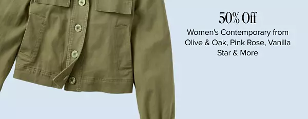 50% off womens contemporary from Olive and Oak, Pink Rose, Vanilla Star and more. Shop now. A green jacket.