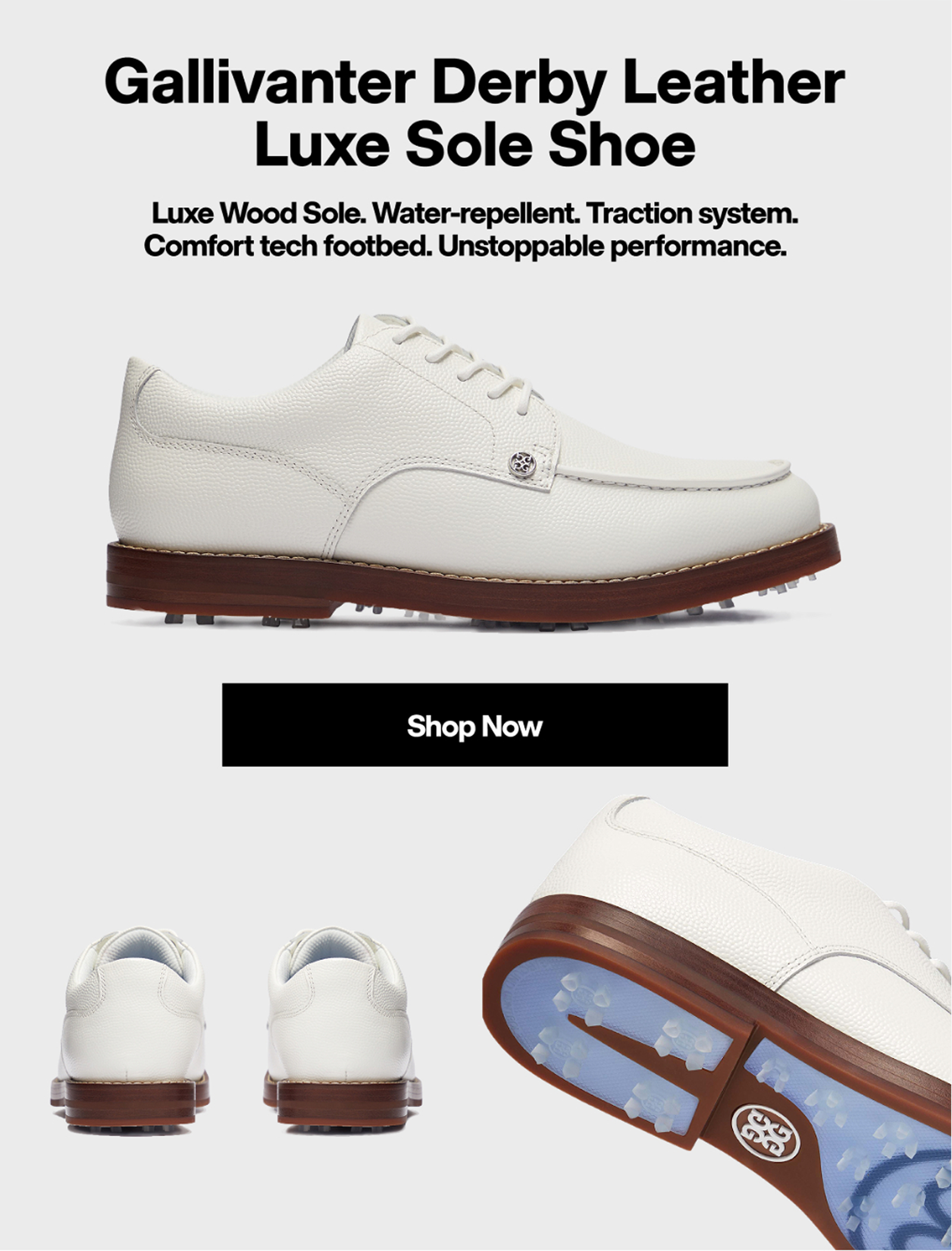 Gallivanter Derby Leather Luxe Sole Shoe | Luxe Wood Sole. Water-repellent. Traction system. Comfort tech footbed. Unstoppable performance. | Shop Now