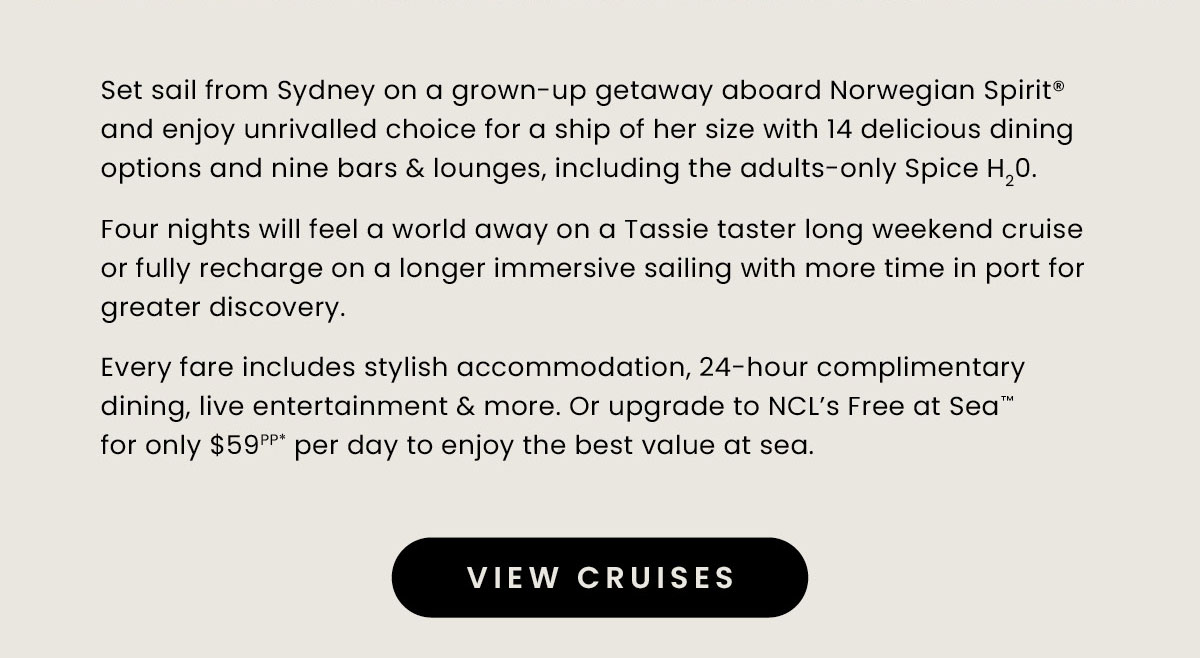 Set sail from Sydney on a grown-up getaway aboard Norwegian Spirit