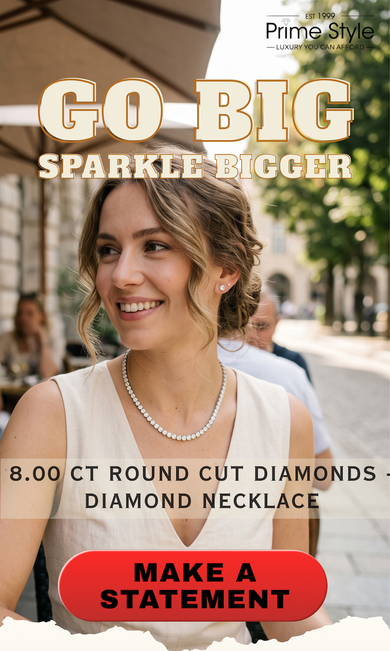 8.00 CT Round Cut Diamonds - Diamond Necklace