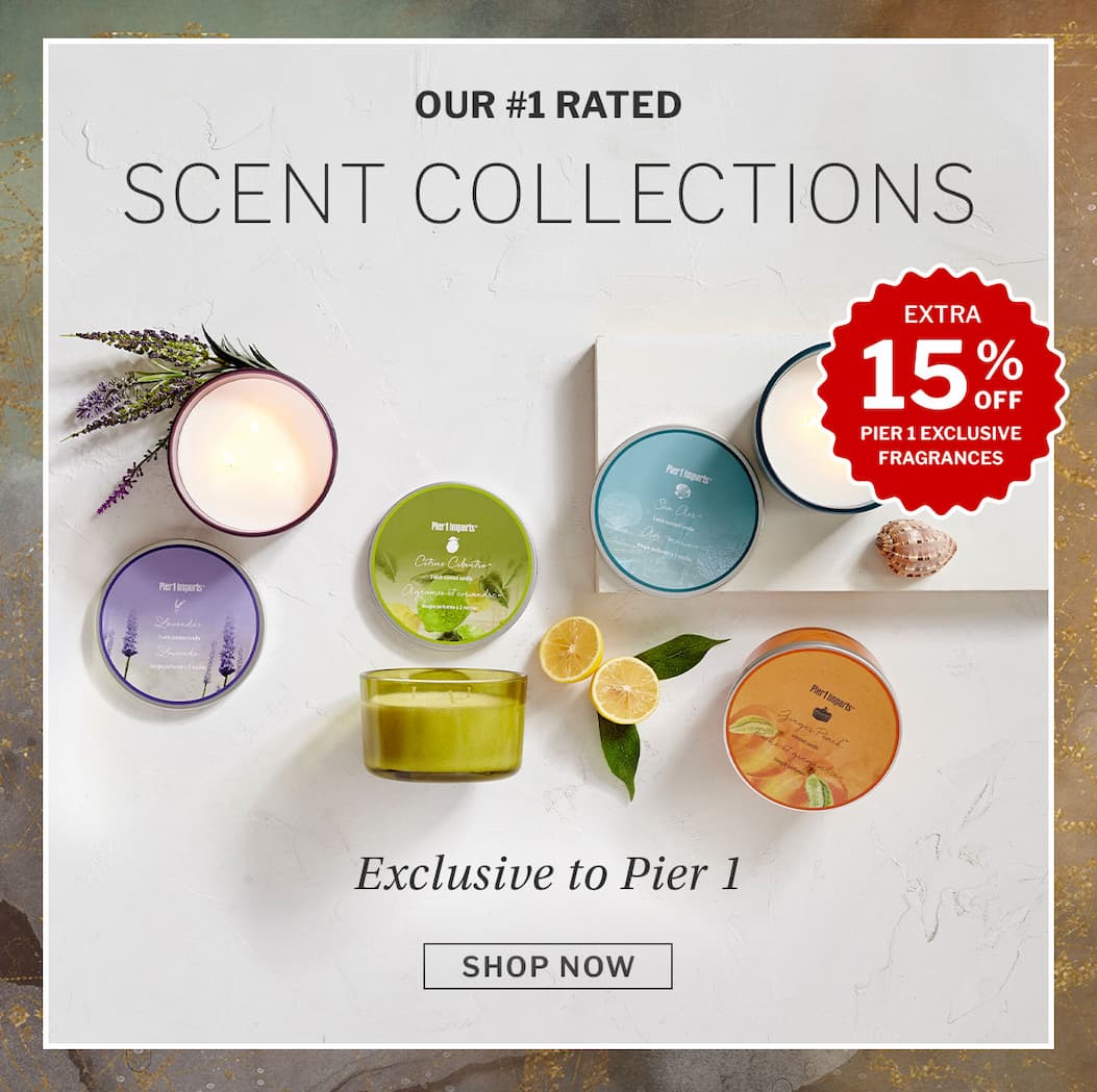 Extra 15% off Pier 1 fragrances. 