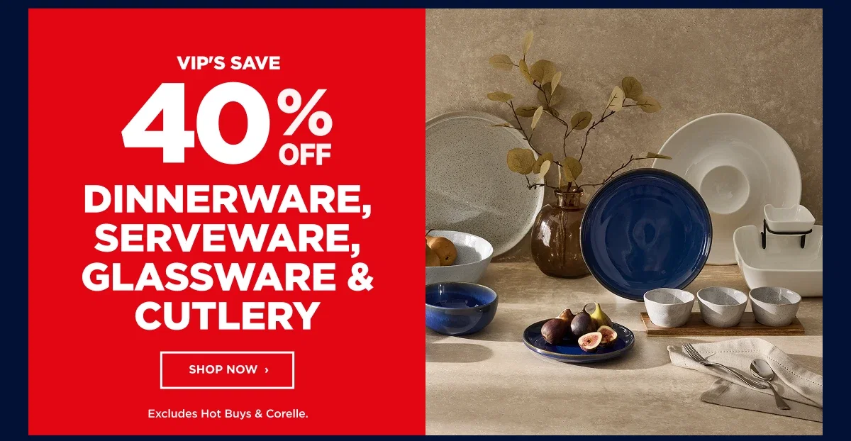 Dinnerware, serware, glassware & Cutlery