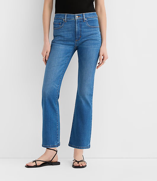 Rivete Tall Curvy Mid Rise Kick Crop Jeans in Dark Wash