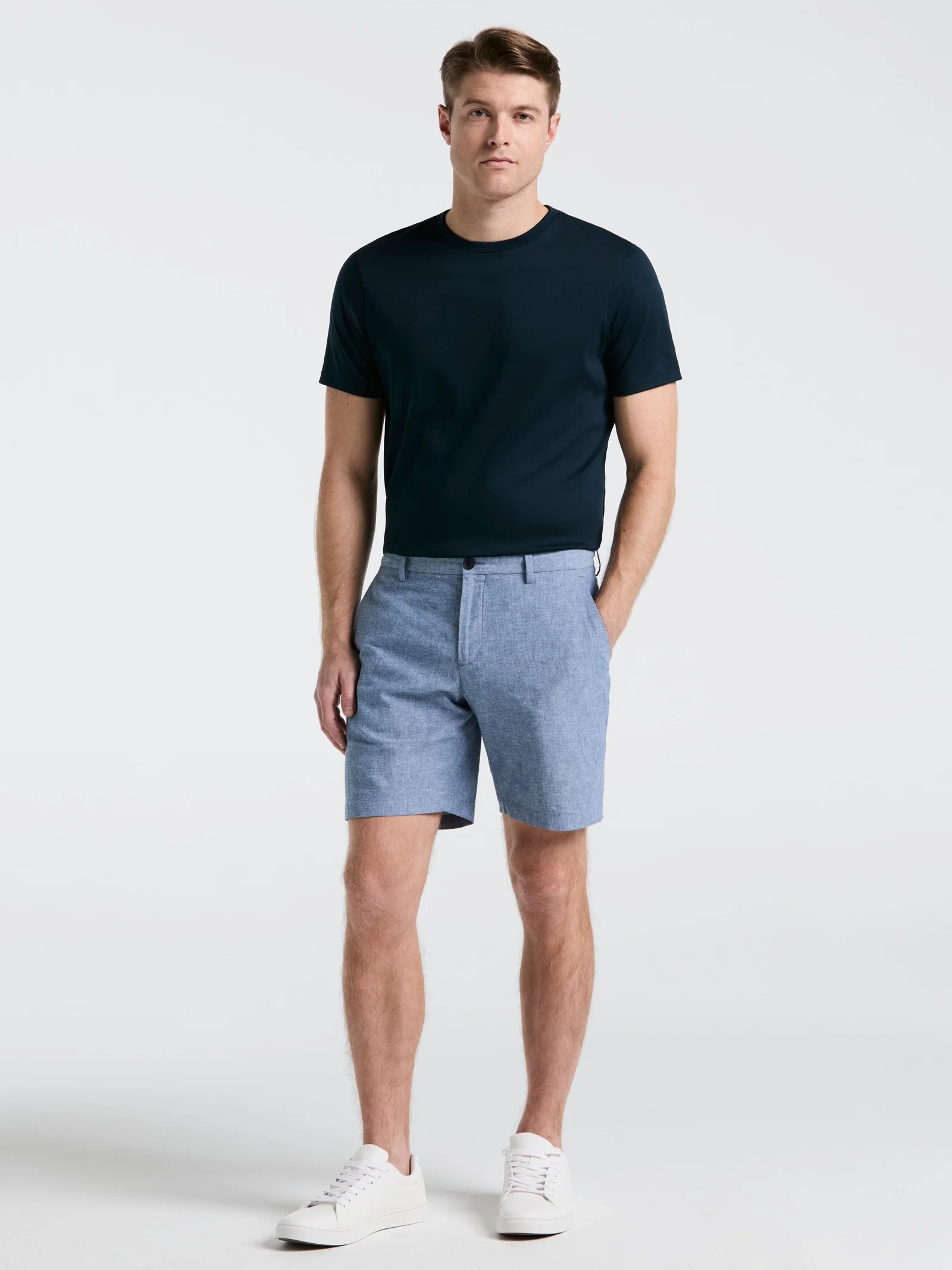 8 Inch Flat Front Linen Cotton Short