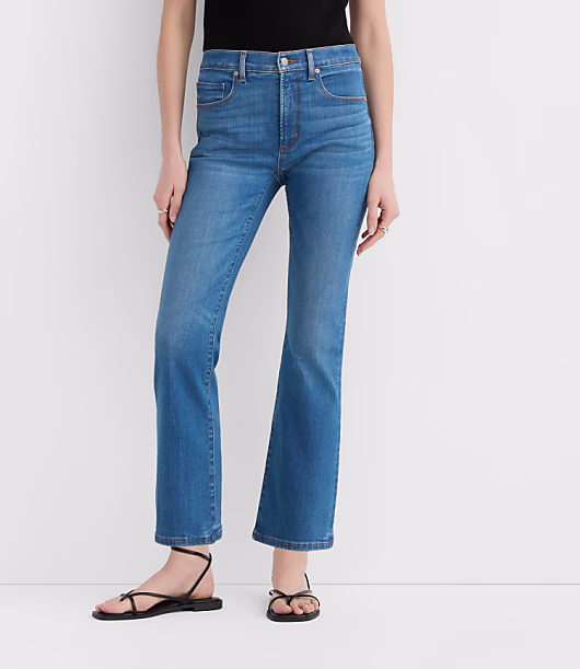 Rivete Tall Curvy Mid Rise Kick Crop Jeans in Dark Wash