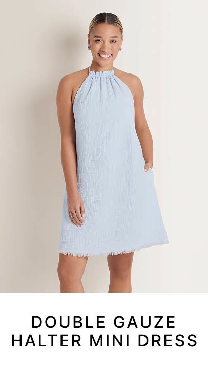 Double Gauze Halter Mini Dress