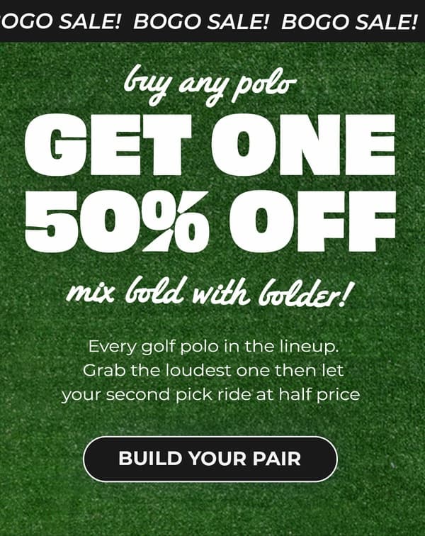 bogo50 golf polos