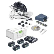 Festool KAPEX KSC 60 36V (Twin 18V) Brushless Sliding Compound Mitre Saw, 4x High Power 5.0Ah Batteries, Charger & Case