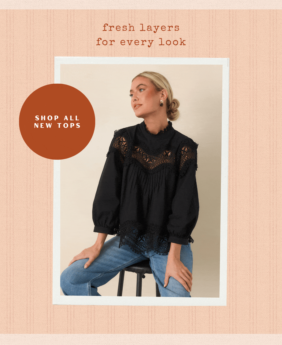 "Fresh layers for every look. Shop All New Tops."