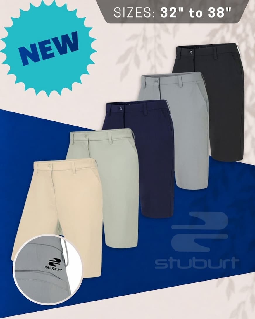 Stuburt Golf Mens Sparrow Water Repellent Sustainable Stretch Golf Shorts