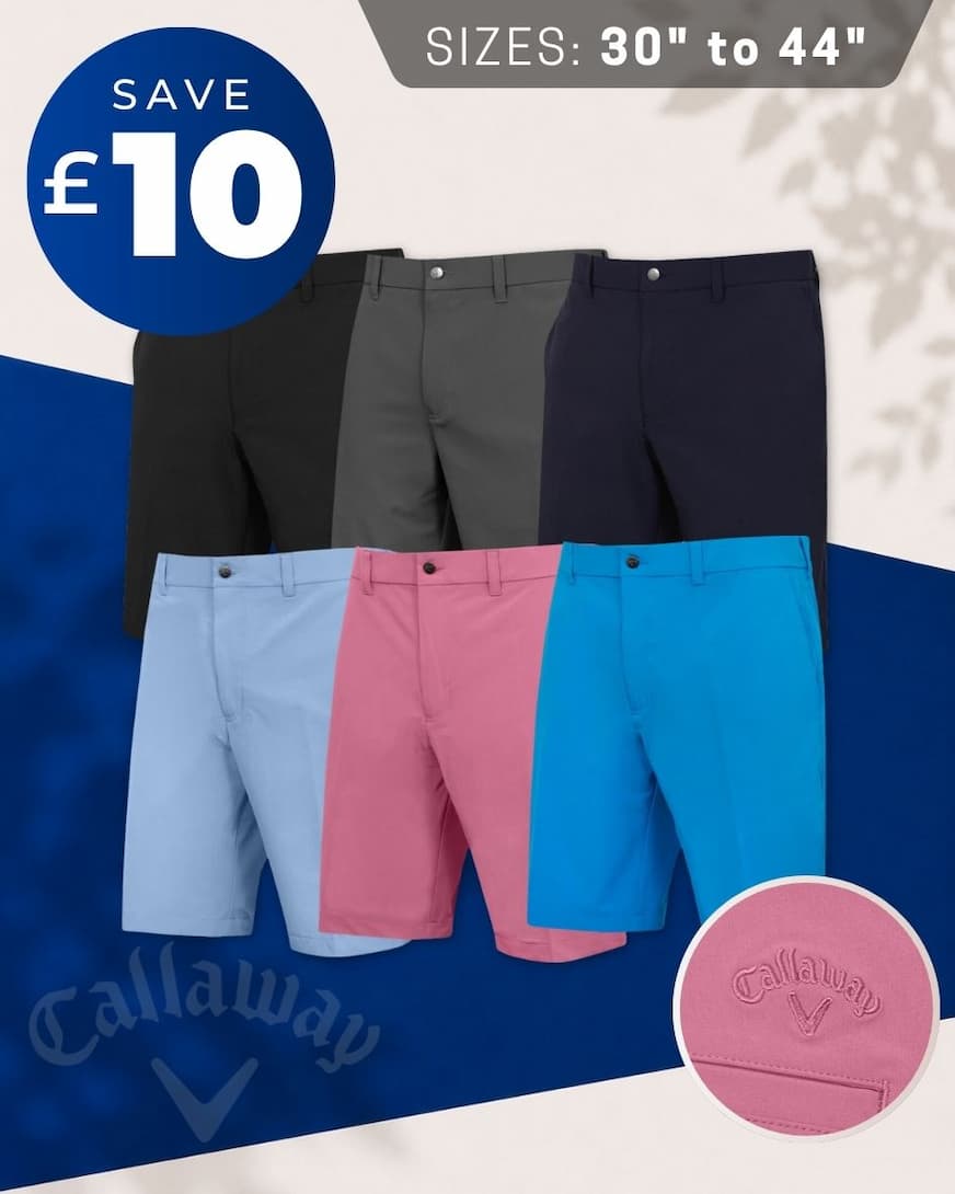 Callaway Mens Chev Tech ll Light Active Stretch Waistband Golf Shorts