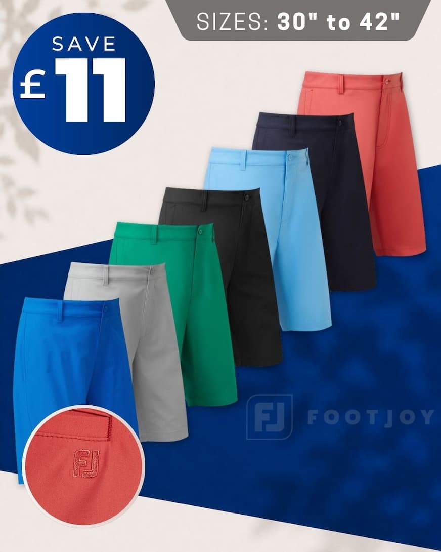Footjoy Mens FJ Par Stretch Lightweight Modern Taper Fit Golf Shorts