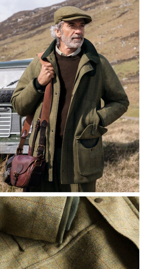 Men's British Saxony Tweed Waterproof Shooting Coat