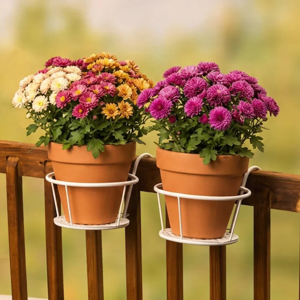 Image of Railing Flower Pot Holders for Balcony or Deck 2 Pk
