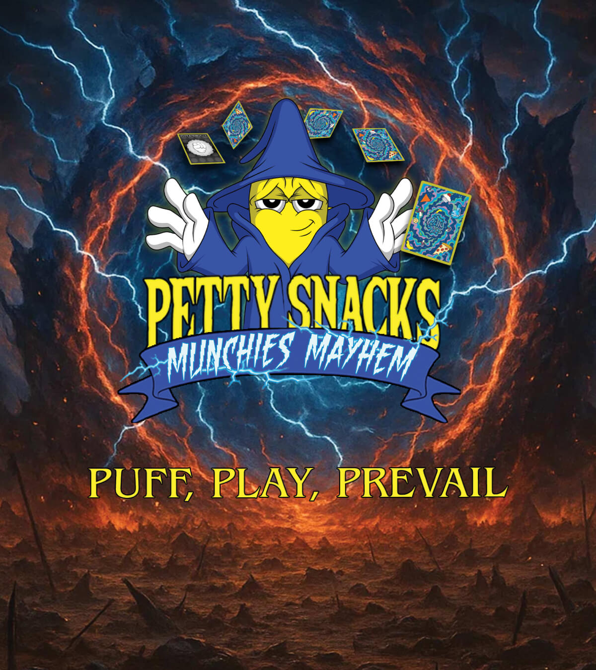 Shop Petty Snacks, featuring their weed-themed trading card game