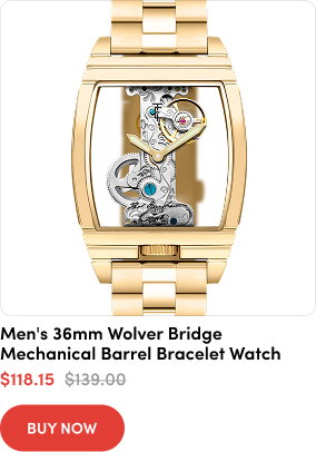 ES-8299-22 | Men's 36mm Wolver Bridge Mechanical Barrel Case Bracelet Watch  $118.15