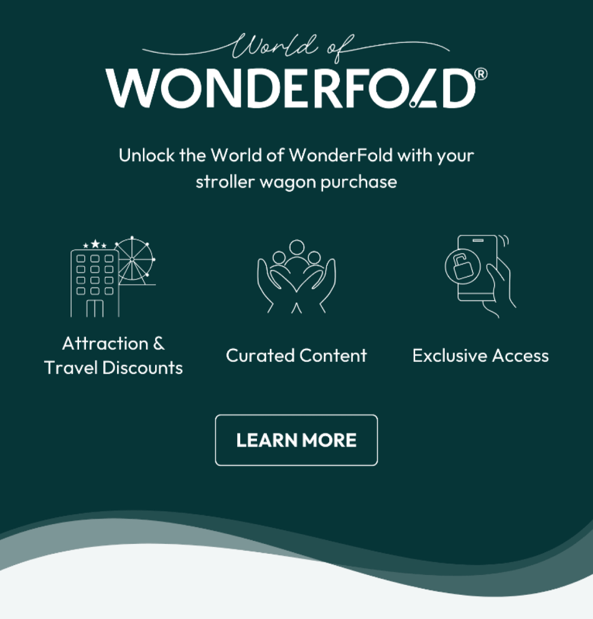 World of WONDERFOLD | Unlock the World of WonderFold with your stroller wagon purchase | - Attraction & Travel Discounts - Curated Content - Exclusive Access | LEARN MORE