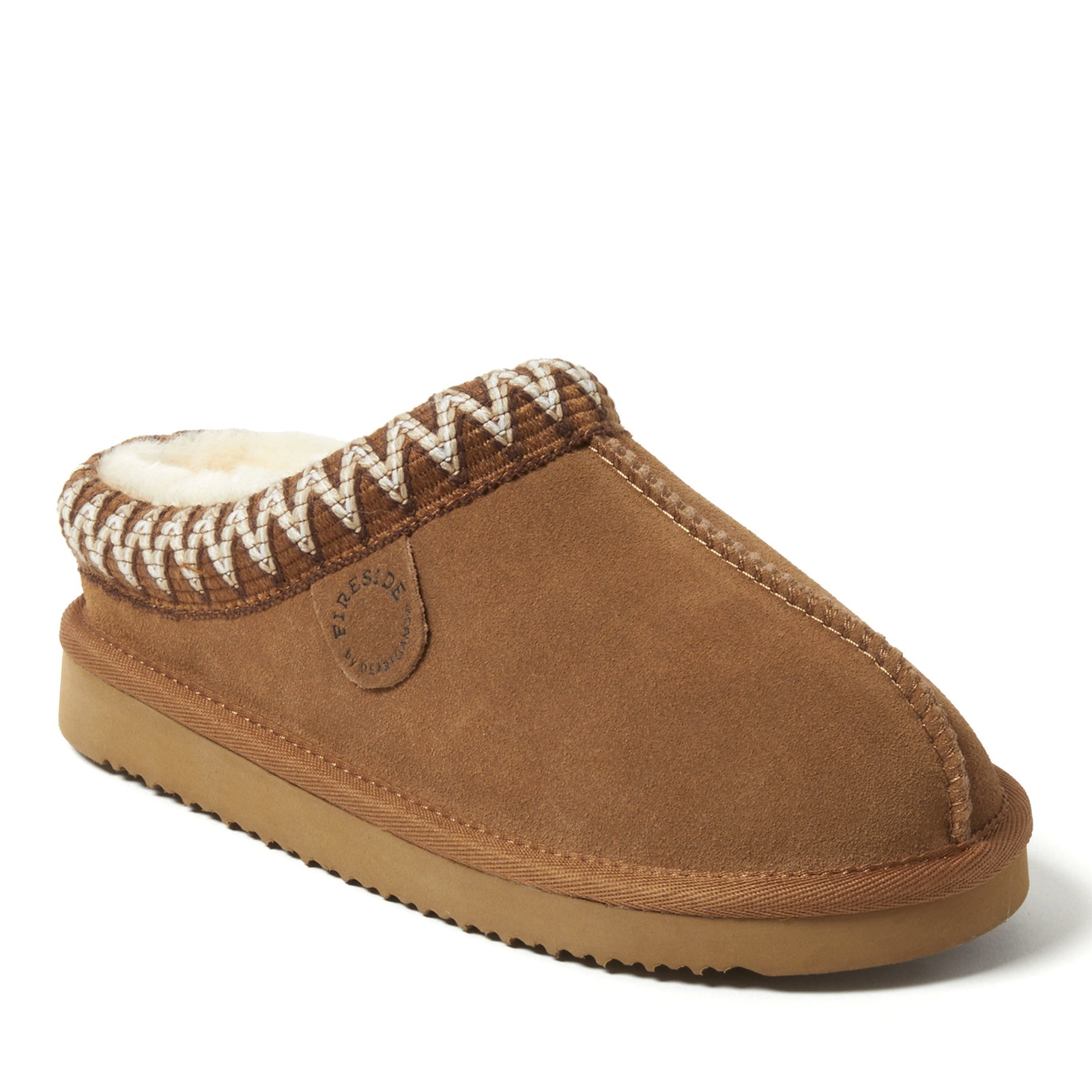 Women's Fireside by Dearfoams Greta Genuine Shearling Clog With Taping - Water Resistant