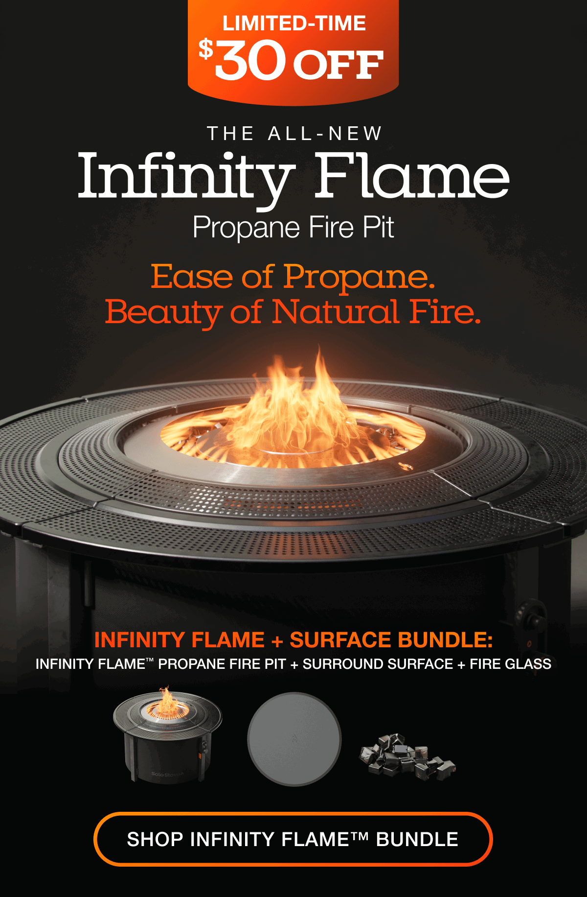 Infinity Flame Propane Fire Pit + Surround Surface