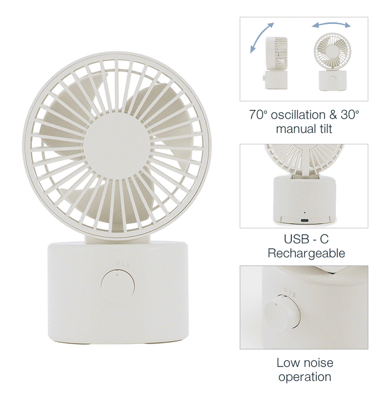 Shop Cordless USB Desk Fan with Oscillation